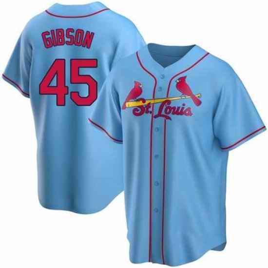 Men St. Louis Cardinals Bob Gibson Light Blue button Up jersey